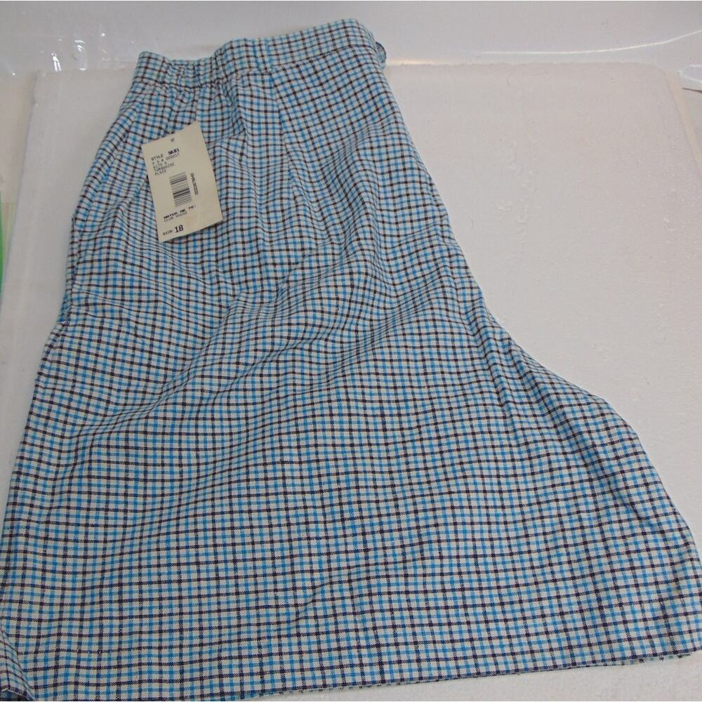 Plaid Turquoise Women's Shorts Company Collection Shorts Size 18 Blue Gray USA